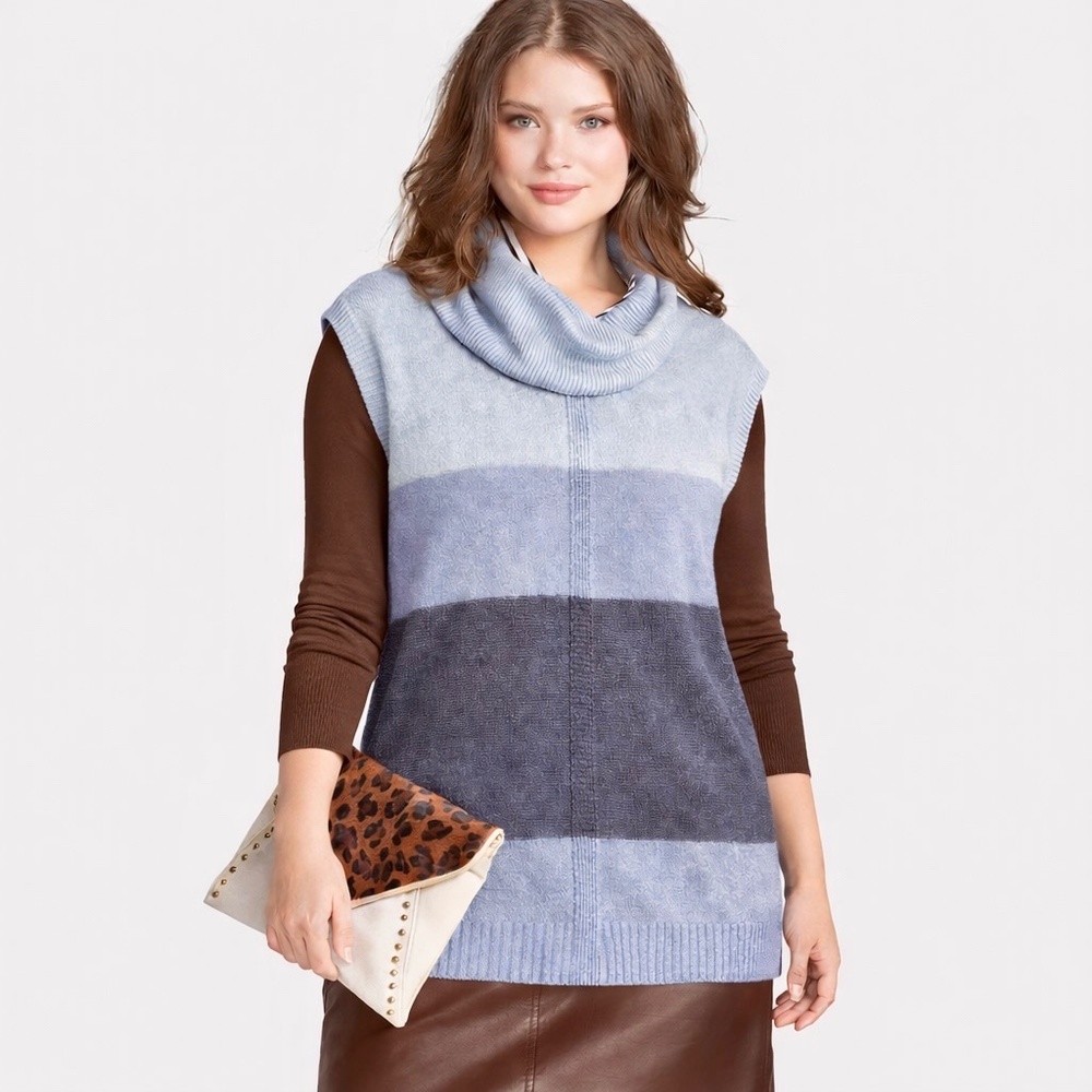 Minimalist M Sleeveless Turtleneck‎ Sweater Vest  Colorblock Layering